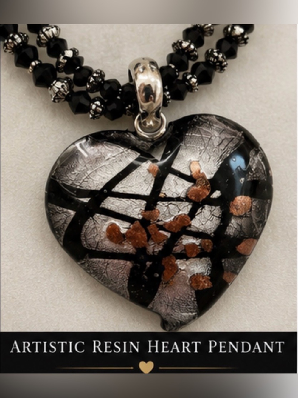 NWT Black and White Necklace Set w/ a Heart Pendant